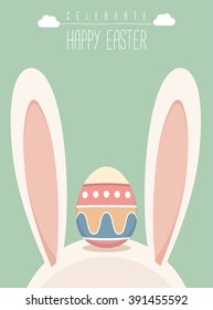 Easter egg on bunny's head, Vector Illustration