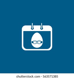 Easter Egg On Calendar Flat Icon On Blue Background