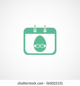 Easter Egg On Calendar Green Flat Icon On White Background
