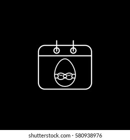 Easter Egg On Calendar Line Icon On Black Background
