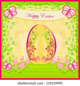 Easter Egg On floral Background