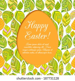 Easter egg on flowers background. Doodles ornament easter egg background 