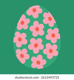 easter egg on green background with flowers 70s