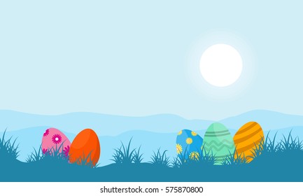 Easter egg on hill landscape
