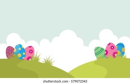 Easter egg on the hill landscape