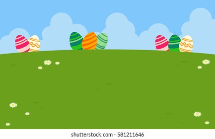 Easter egg on the hill landscape