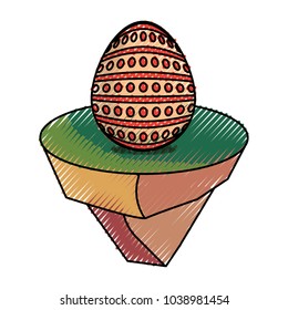 easter egg on piece land  vector illustration 