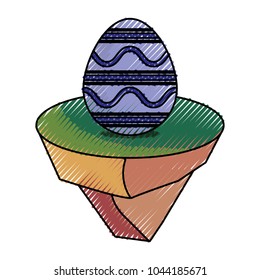 easter egg on piece land  vector illustration 