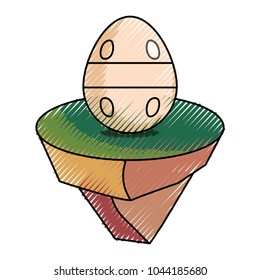 easter egg on piece land  vector illustration 