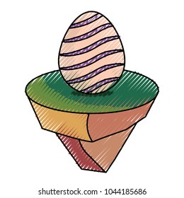 easter egg on piece land  vector illustration 