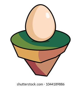 easter egg on  piece land  vector illustration