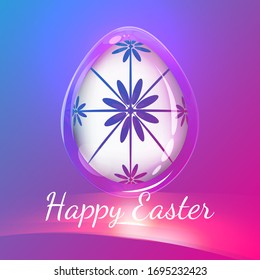 Huevo de Pascua sobre fondo morado con espacio para texto