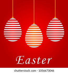 Easter egg on a red background. Vector illustration