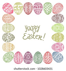 Easter egg on white background.Coloring page for children and adult. Vector illustration.