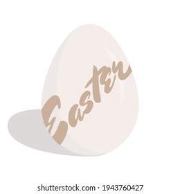Easter egg on white isolated background, easter text 