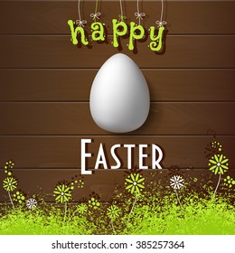  Easter egg on wooden background. Vector illustration. Happy Easter card.
