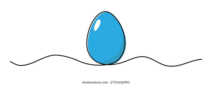 Easter egg one line art, hand drawn continuous contour. Christian orthodox religion holiday Resurrection of Jesus Christ design, festive decoration. Editable stroke. Isolated. Vector illustration
