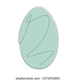 Easter egg one line draw, vector illustration