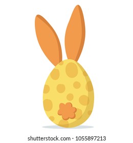 Easter egg orange bunny, colorful and pastel in white background