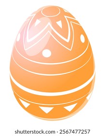 Easter egg in orange color with ornament. Vector illustration.