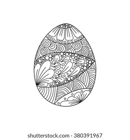 Easter egg with ornament doodle style. Decorative element.