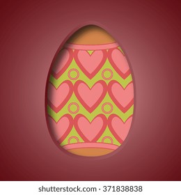 The Easter egg with  ornament. Isolated vector egg embossed on a paper.