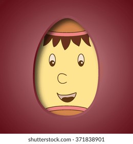 The Easter egg with  ornament. Isolated vector egg embossed on a paper.