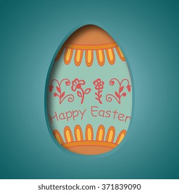 The Easter egg with  ornament. Isolated vector egg embossed on a paper.