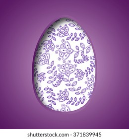 The Easter egg with  ornament. Isolated vector egg embossed on a paper.