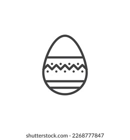 Easter egg with ornament line icon. linear style sign for mobile concept and web design. Happy easter egg outline vector icon. Symbol, logo illustration. Vector graphics