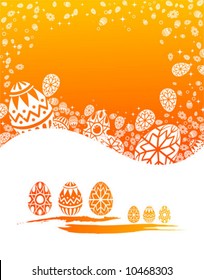 Easter egg with ornament on frame background, element for design, vector illustration