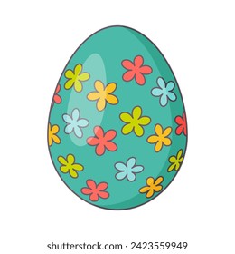 Easter Egg with ornament. Retro Design elements for holiday cards. Happy Easter. Cartoon flat, retro style Vector illustration. 