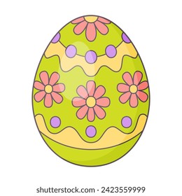 Easter Egg with ornament. Retro Design elements for holiday cards. Happy Easter. Cartoon flat, retro style Vector illustration. 