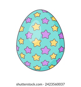 Easter Egg with ornament. Retro Design elements for holiday cards. Happy Easter. Cartoon flat, retro style Vector illustration. 