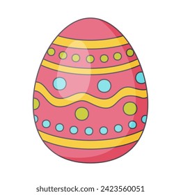 Huevo de Pascua con adorno. Elementos de diseño retro para tarjetas de vacaciones. Feliz Pascua. Ilustración vectorial de estilo retro plano. 