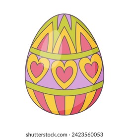 Easter Egg with ornament. Retro Design elements for holiday cards. Happy Easter. Cartoon flat, retro style Vector illustration. 