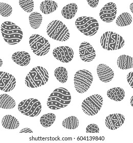 Easter egg with ornament texture seamless pattern on white background.