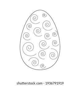 Huevo De Pascua Con Ornamento Para Su Diseño. Libro de colorear para niños. Diseño vectorial dibujado a mano.