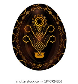 Easter egg. Ornamental Easter egg. Embroidery’s ornament. Tree of life motifs. 