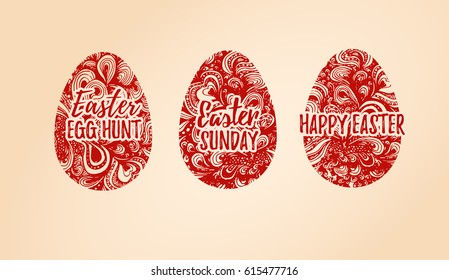 Easter Egg ornate, doodle, decorative, whimsical, fancy, zentangle, vector design elements background. For greeting card, poster, banner, web, print, blog post, sticker, badge, logo