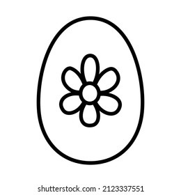 Easter Egg With Ornate Icon. Bold outline design with editable stroke width. Vector Illustration.