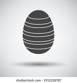 Easter Egg With Ornate Icon. Dark Gray on Gray Background With Round Shadow. Vector Illustration.
