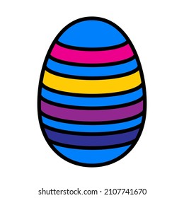 Huevo de Pascua Con Ícono Ornato. Contorno de negrita editable con diseño de relleno de color. Ilustración vectorial.