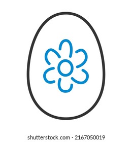 Easter Egg With Ornate Icon. Editable Bold Outline With Color Fill Design. Vector Illustration.