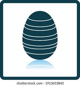 Easter Egg With Ornate Icon. Square Shadow Reflection Design. Vector Illustration.