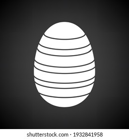Easter Egg With Ornate Icon. White on Black Background. Vector Illustration.