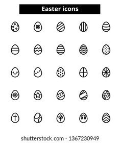 Easter egg outline icons set for web editable