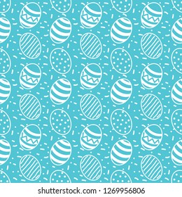 easter egg outline seamless pattern vector