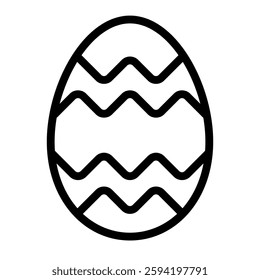 Easter egg outlined icon isolated on white background. Typically represents a festive, decorative egg associated with Easter celebrations.