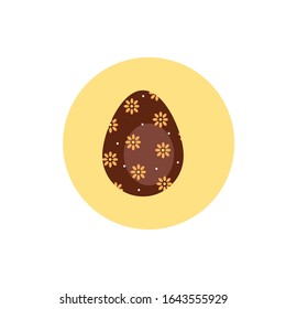 easter egg painted with flowers block style vector illustration design